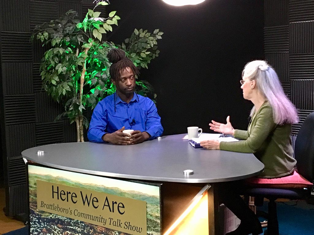 Great River Terrace resident Melvin Harris speaks on local TV show.